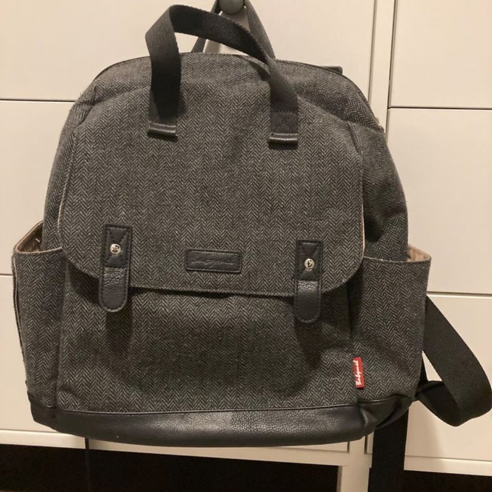 Charcoal Herringbone Diaper Bag
